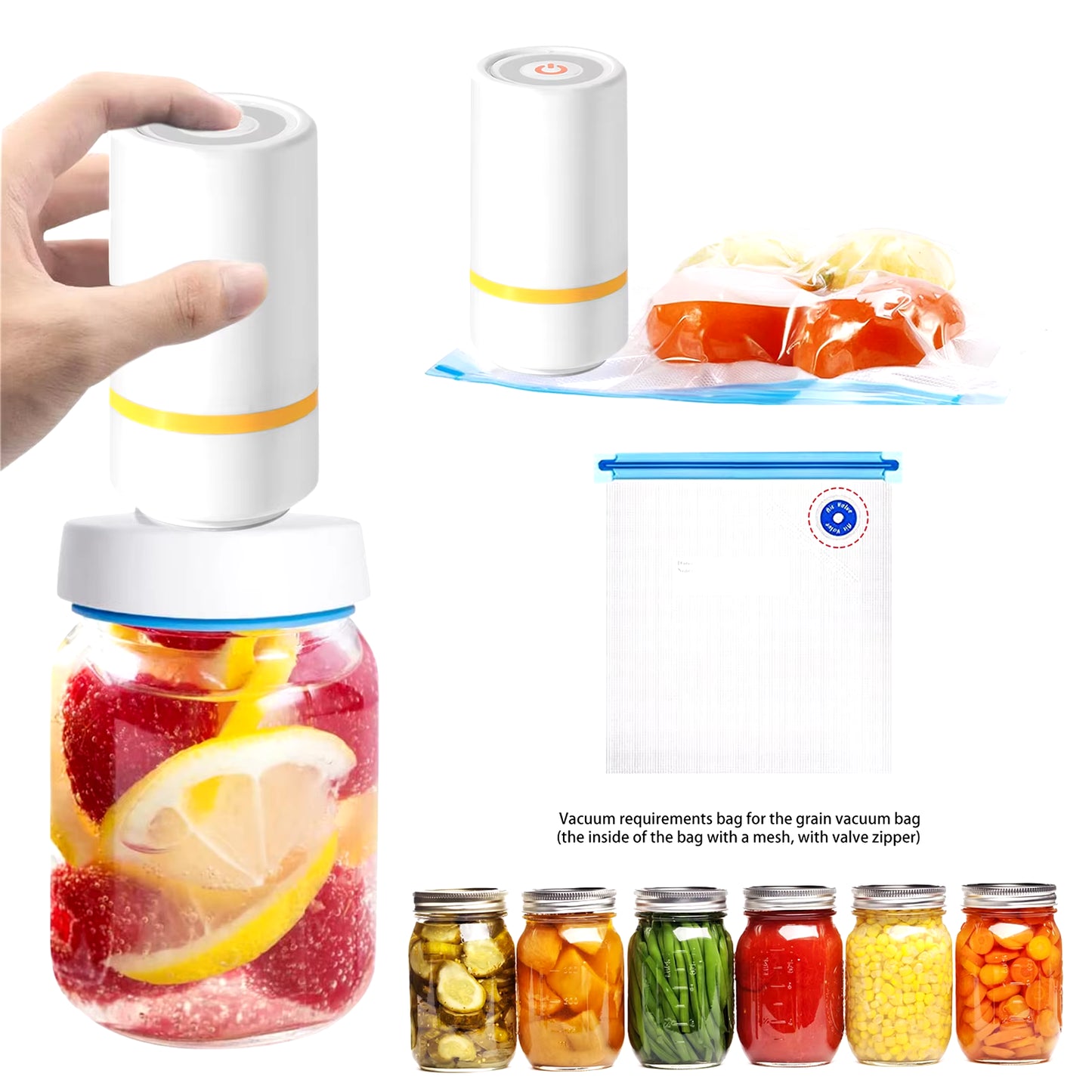 ALT Universal Mason Jar Sealer Vacuum Kit BAP Free Vacuum Sealing Machine Food Storage Wear-Resistant for Wide Mouth Kitchen Gadgets