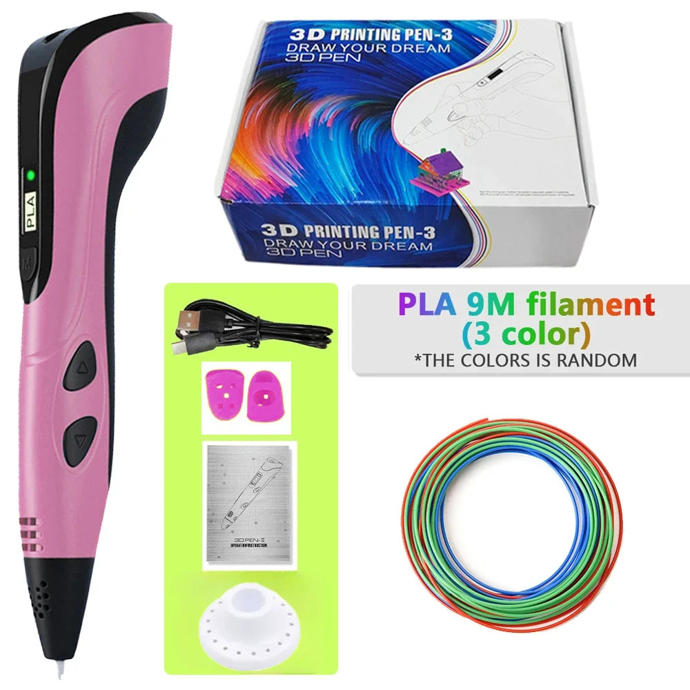 New Style 3D Printing Pen 3D Pen Set for Kids with Power Supply Pla Filament Travel Case Birthday Christmas Gift for Kids