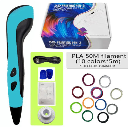 New Style 3D Printing Pen 3D Pen Set for Kids with Power Supply Pla Filament Travel Case Birthday Christmas Gift for Kids