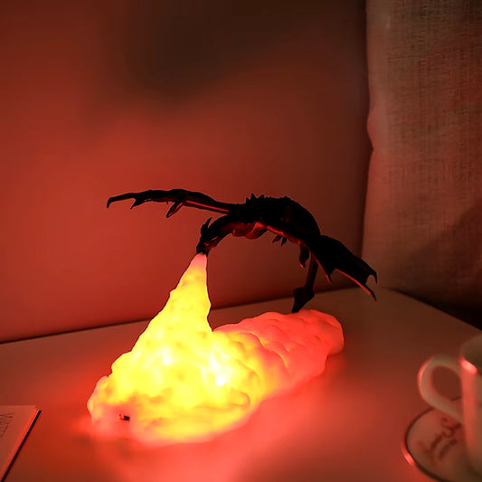 Fire Dragon Lamps, 3D Printed Light, Home USB Rechargeable Desktop Lamp for Bedroom E-Sport Child Gifts Halloween Christmas Deco